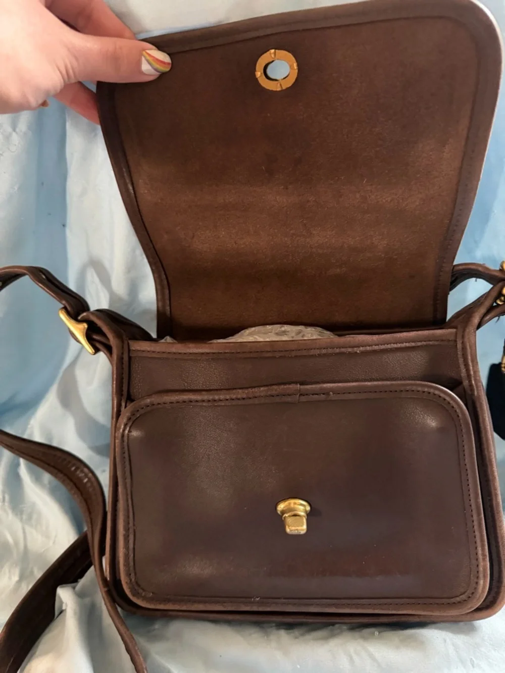 Vintage Coach Station Bag 9061 Brown Leather Crossbody USA Made Turnlock - Picture 3 of 14